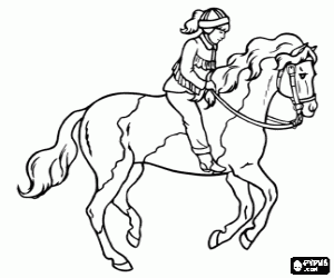 desenho de Uma menina a cavalo para colorir