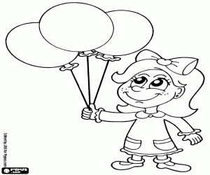 desenho de Menina com balão inflável para colorir