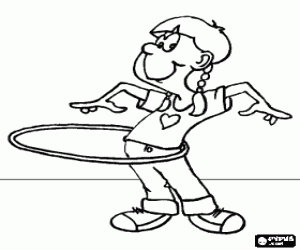 desenho de Uma menina com o hula hoop para colorir