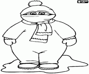 desenho de Um menino muito abrigado no inverno para colorir