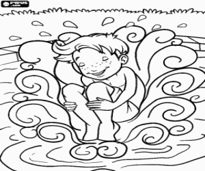 desenho de Menino de HollyHobbie na piscina para colorir