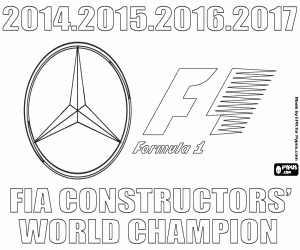 desenho de Mercedes, campeão mundial de F1 de 2017 para colorir