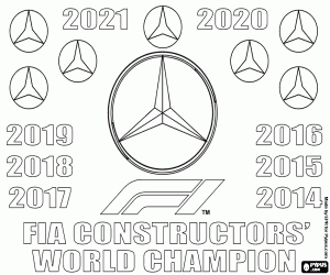 desenho de Mercedes, oitavo título mundial para colorir