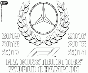 desenho de Mercedes, sexto título mundial para colorir