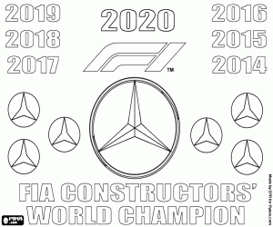 desenho de Mercedes, sétimo título mundial para colorir