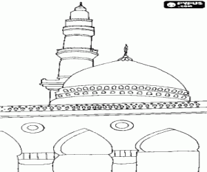 desenho de Uma mesquita, um templo do Islã para colorir