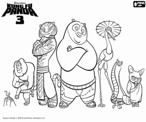 desenho de Os mestres de Kung Fu Panda 3 para colorir