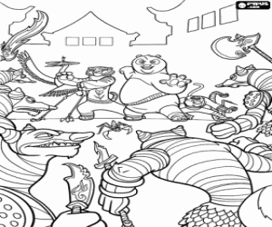 desenho de Os mestres de Kung Fu Panda para colorir