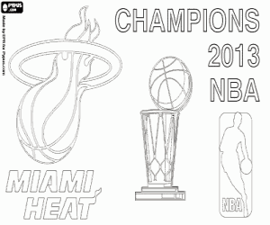 desenho de Miami Heat Campeão NBA 2013 para colorir