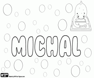 desenho de Michal, nome em vários idiomas para colorir