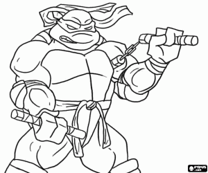 desenho de Michelangelo e os nunchakus para colorir