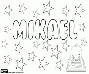 desenho de Mikael, nome de origem hebraica para colorir
