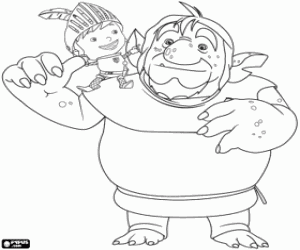 desenho de Mike o cavaleiro com Pa Troll para colorir