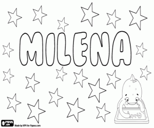 desenho de Milena, nome próprio feminino para colorir