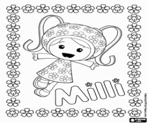 desenho de Milli Umizoomi e flores para colorir