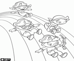 desenho de Mini Einsteins piratas e arco-íris para colorir