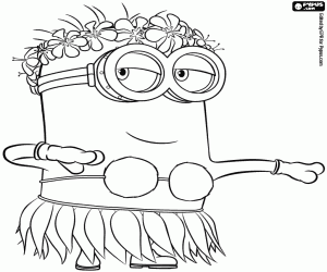 desenho de Um minion dançando no Havaí para colorir