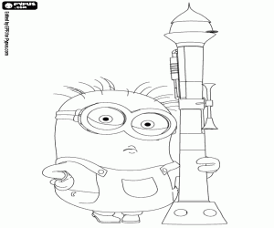 desenho de Minion com lançador de mísseis para colorir