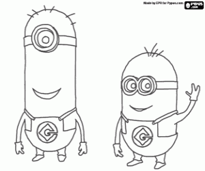 desenho de Dois minions, os lacaios para colorir