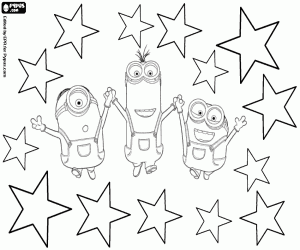 desenho de O minions e Natal para colorir