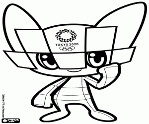 desenho de Miraitowa, mascote Tóquio 2020 para colorir