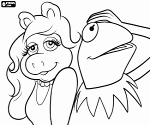 desenho de Miss Piggy e Caco, Muppets para colorir