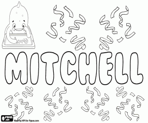 desenho de Mitchell, nome para menino para colorir