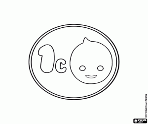 desenho de Moeda do Pypus de 1 centavo para colorir