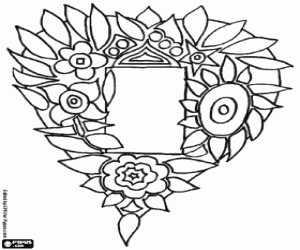 desenho de Uma moldura feita de flores para a mãe para colorir