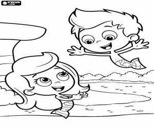 desenho de Molly e Gil falando para colorir