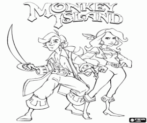 desenho de Monkey Island, um jogo de vídeo para colorir