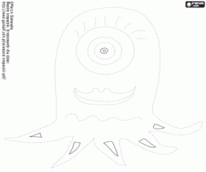 desenho de Um monstro em linha pontilhada para colorir