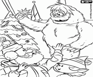 desenho de O monstro das neves e árvore de Natal para colorir