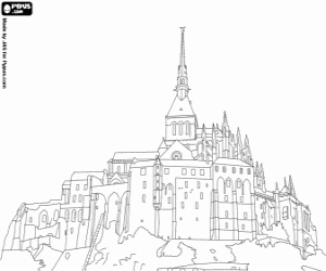 desenho de Mont Saint Michel, Normandia para colorir