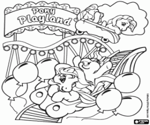 desenho de Montanha-russa do Pony Playland para colorir