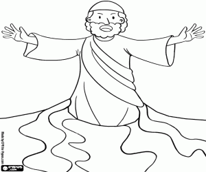 desenho de Moses e as águas durante o Êxodo para colorir