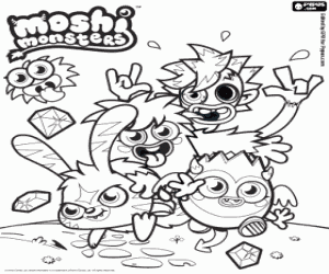 desenho de Os Moshi Monsters em ação para colorir