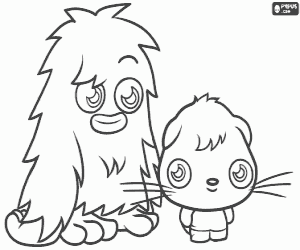 desenho de Dois Moshi Monsters, Furi e Poppet para colorir