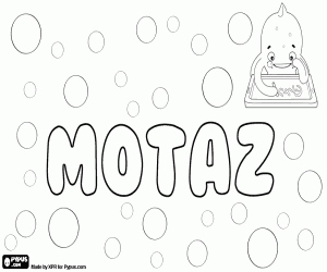 desenho de Motaz, nome árabe para menino para colorir