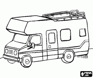 desenho de Motocasa, autocaravana, trailer ou motorhome para colorir