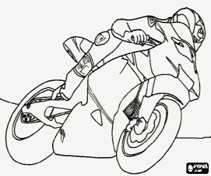 desenho de MotoGP com piloto para colorir