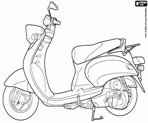 desenho de Um motor de scooter estacionado para colorir