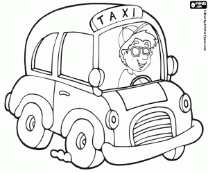 desenho de Um motorista de táxi no táxi para colorir