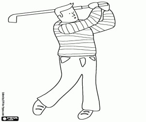 desenho de O movimento do jogador de golfe para colorir