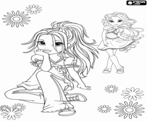 desenho de Dois Moxie Girlz na primavera para colorir