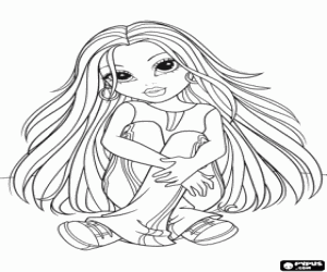 desenho de Moxie Girlz sentada no chão para colorir