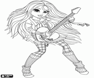 desenho de Uma Moxie Girlz tocando guitarra para colorir