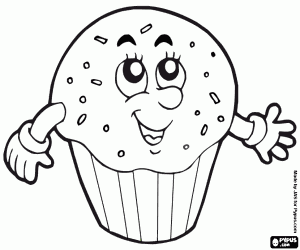 desenho de O muffin, o bolinho feliz para colorir
