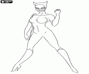 desenho de Mulher-gato, rival de Batman para colorir