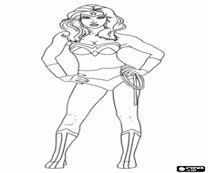 desenho de Mulher maravilha, uma super-heroína para colorir